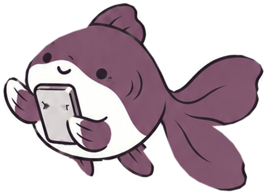 Connie, Connue's friendly purple-and-white fish mascot